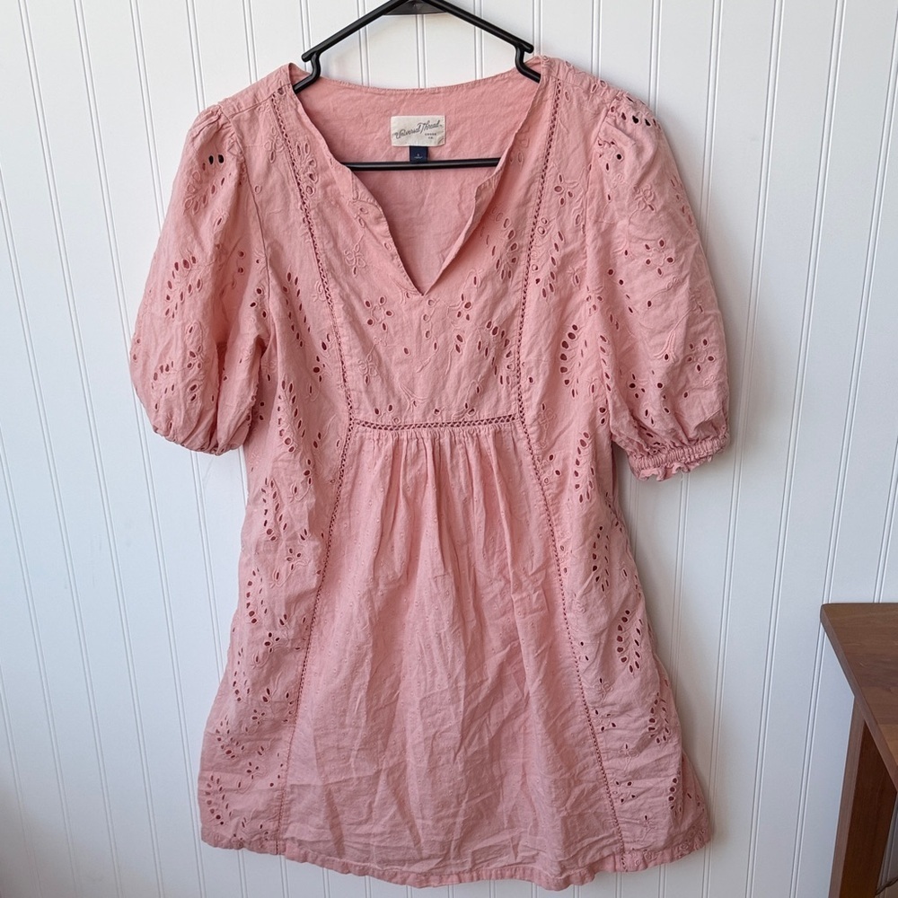 (270)Universal Thread Dusty Pink Eyelet Mini Dress